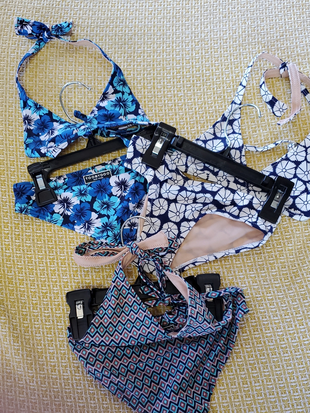 Toobydoo Girls Blue Floral and Navy Patterned Swim Bikini Set